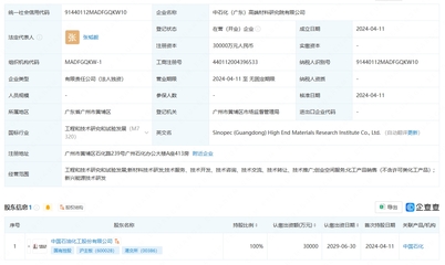 中國石化成立高端材料研究院，注冊(cè)資本3億元聚焦工程和技術(shù)研究與試驗(yàn)發(fā)展